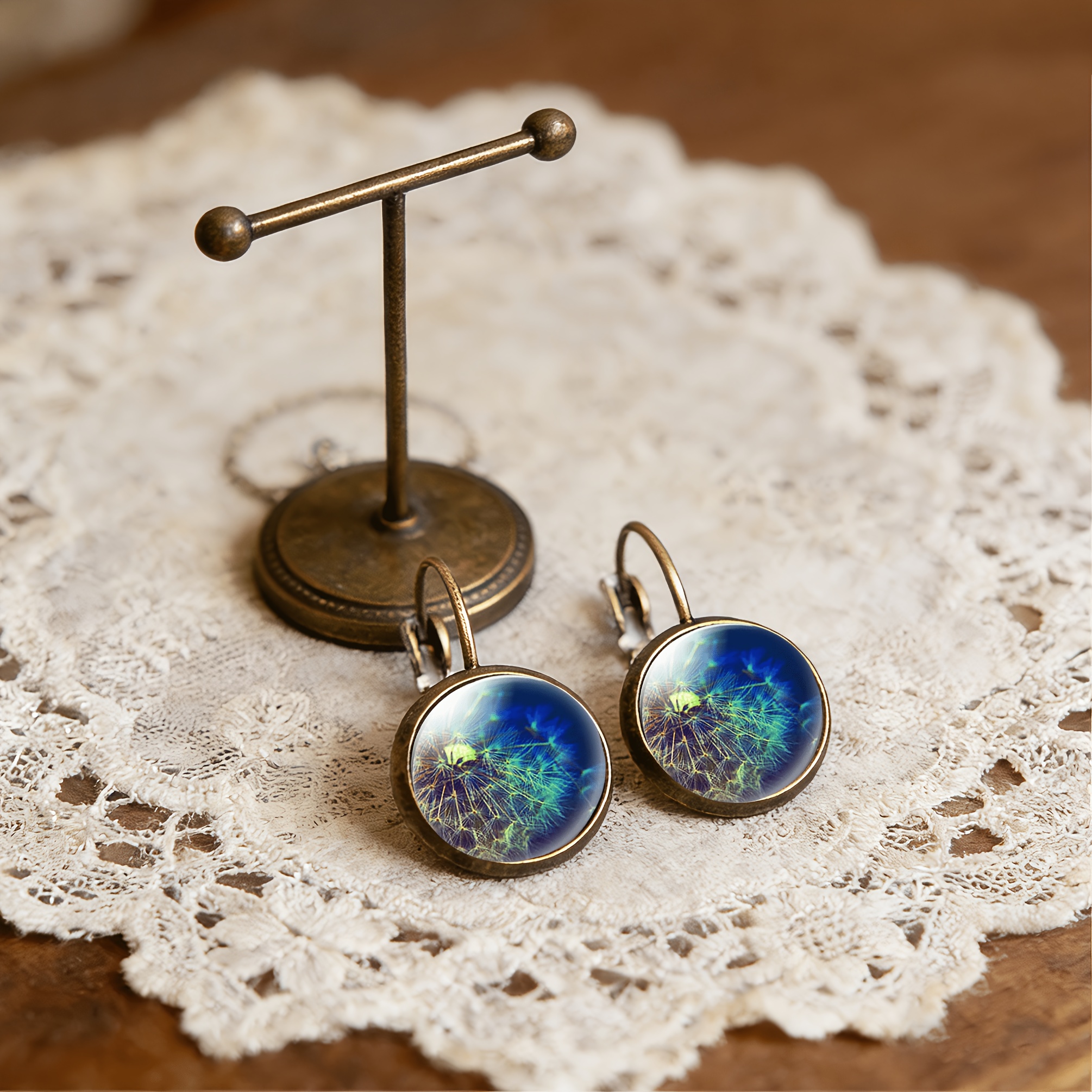 2pc Colourful Round Pattern Earrings Set with Ear Hooks